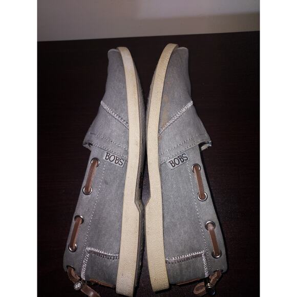 Bobs Skechers Women's Slip Ons 7.5M Boat Shoes Memory Foam Canvas Gray 33739 - Picture 11 of 13
